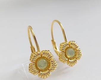 Pendientes de Rosa del Titanic - Pendientes de Lágrima de Plata 925, Estilo Vintage, Ópalo Verde, Joyería del Titanic, Pendientes de Flor