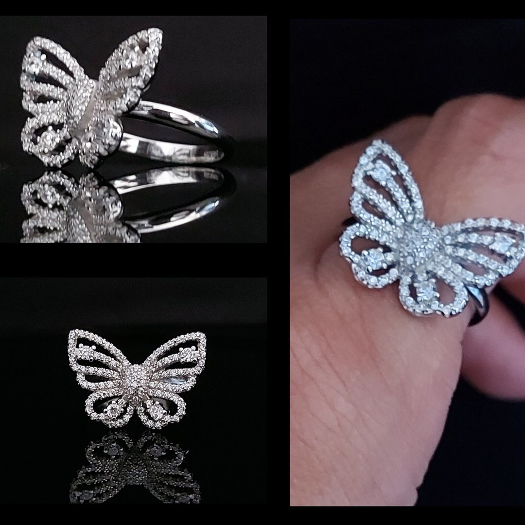 Gorgeous Mariah Carey Butterfly Ring in Rhodium plated 925