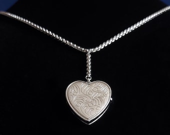 Photo locket necklace, photo jewellery, rhodium-plated heart pendant, elegant gift, souvenir pendant, heart necklace, gift, souvenir