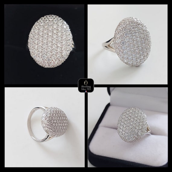 Bella engagement rings Solid 925 sterling silver with Rhodium plated 93 high quality diamonds