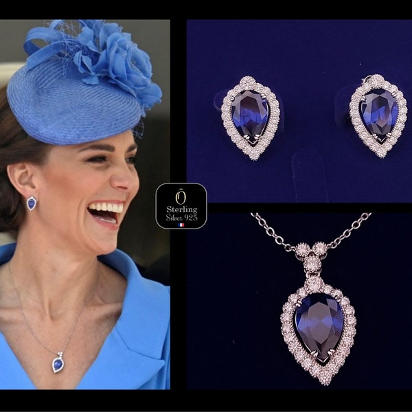 Ensemble Élégant de Collier et Boucles d'Oreilles Porté par Kate - Bijoux Royaux Kate Middleton - collier amulette