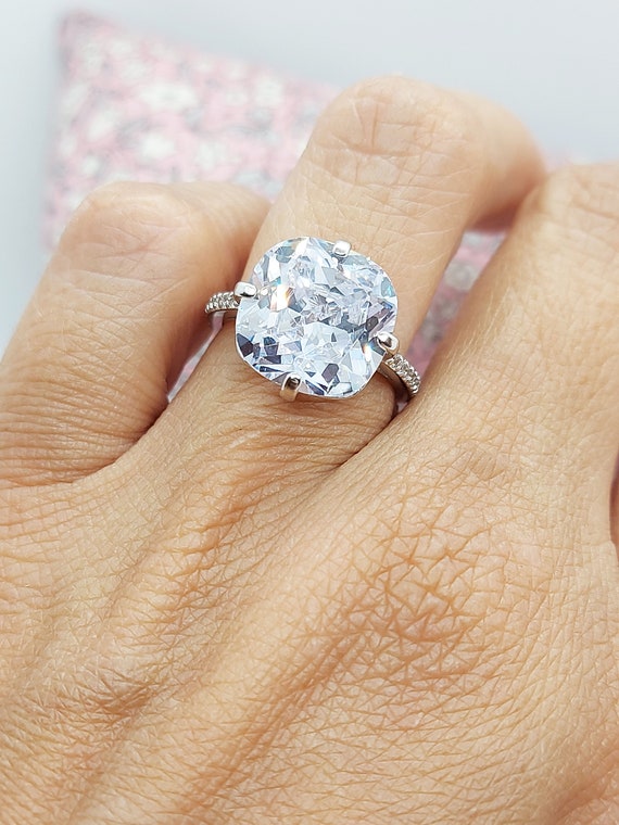 Bague mariage gros diamant blanc argent demande mariage - Etsy Canada
