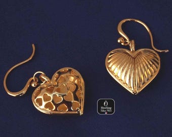 Heart earrings, Openwork heart drop earrings in 925 silver, Romantic jewellery for women, Chic gift, Timeless style