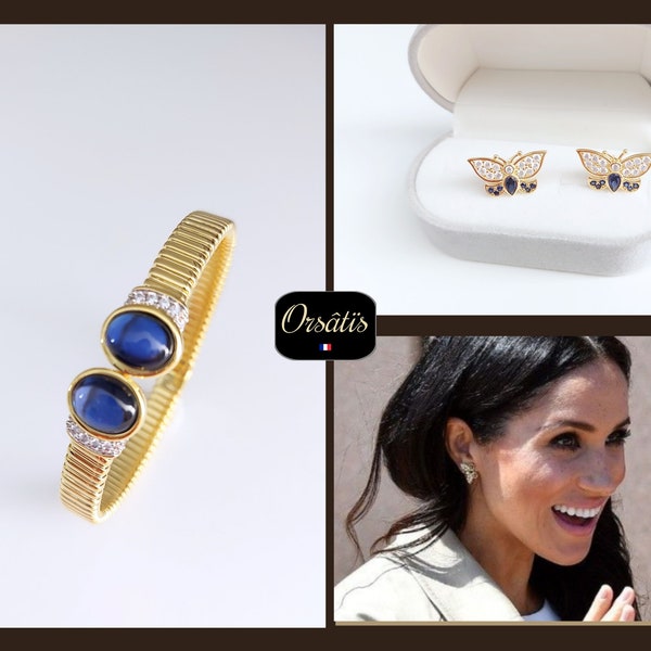 Bijoux de Lina : Cabochon et Papillon - Un Bracelet et des Boucles d'Oreilles d'Exception à la Gloire de la Princesse Diana et Meghan Markle