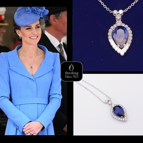 Collier tanzanite de kate middleton - Pendentif goutte d'eau