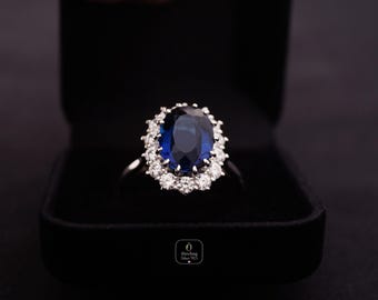 The eternal brilliance of a legend, captured in an exquisite ring. Diana-inspired engagement ring, royal sapphire, September birthstone.