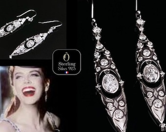 Satin Jewelry - Moulin Rouge Jewelry - Luxury Earrings - Moissanite Earrings - Wedding Jewelry - Evening Jewelry