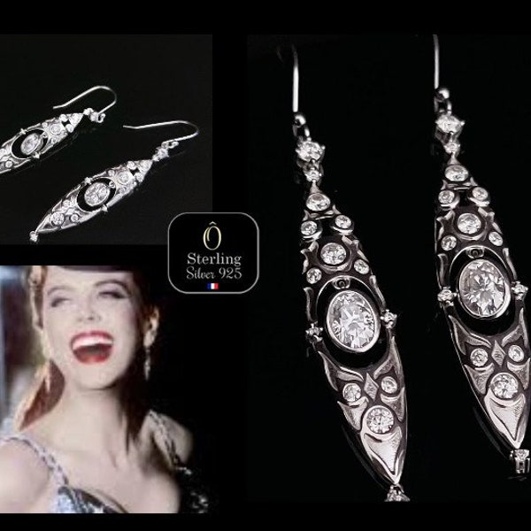 Boucles d'oreilles en Argent Sterling 925 avec Moissanite - Inspirées par le Personnage de Satine, dans Moulin Rouge