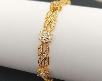 Titanic Gold Armband – Rose inspiriert – 925 Sterling Silber mit Feinvergoldung – Florale Motive – Zirkone – Romantisches Geschenk für Frauen