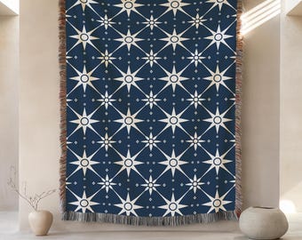 Celestial Boho Geometric Apartment Decor Gift Idea For Hippie Astrology Lover Starry Night Sky Woven Throw For Bedroom Ethereal Blanket