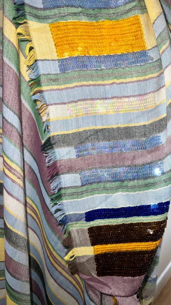 Etro Striped silk scarf, shawl, wrap with sequins. - image 3