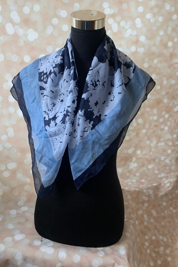 Foulard Carré En Soie Vintage - 75x75 Cm, Couleurs Vert Et Orange, Occasion Bon état