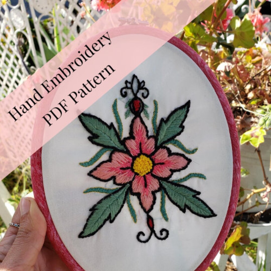 Flower Embroidery PDF Pattern Hand Embroidery Flower Design Digital ...