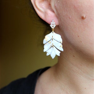 Wedding Polymer Clay Earrings. Modern dangle Geometric earrings/Bridal Statement Stud earrings/Neutral Clay Earrings
