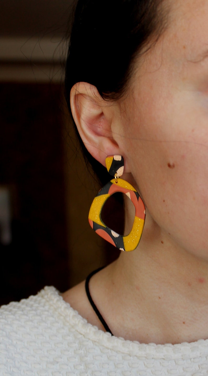 Dangle Hoop Earrings. Polymer Clay Earrings. Statement Etsy