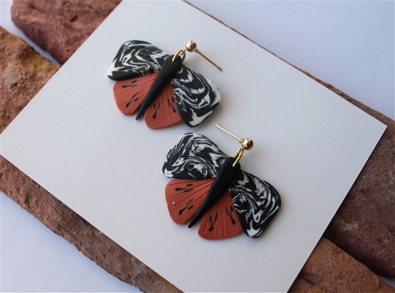 Bold Statement Polymer Clay Earrings/Moth Polymer Clay | Etsy