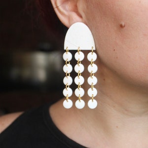 Polymer Clay Earrings/ drop clay earrings/Long Hoop Statement Minimalist Earrings/handmade/gift image 4