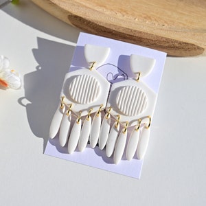 White Polymer Clay Earrings/Dangle Statement Earrings/Handmade gift