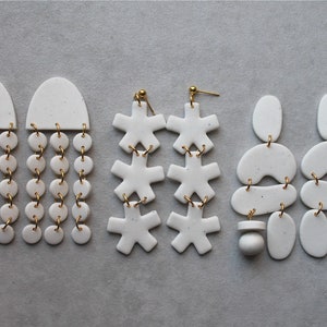 Polymer Clay Earrings/ drop clay earrings/Long Hoop Statement Minimalist Earrings/handmade/gift image 3