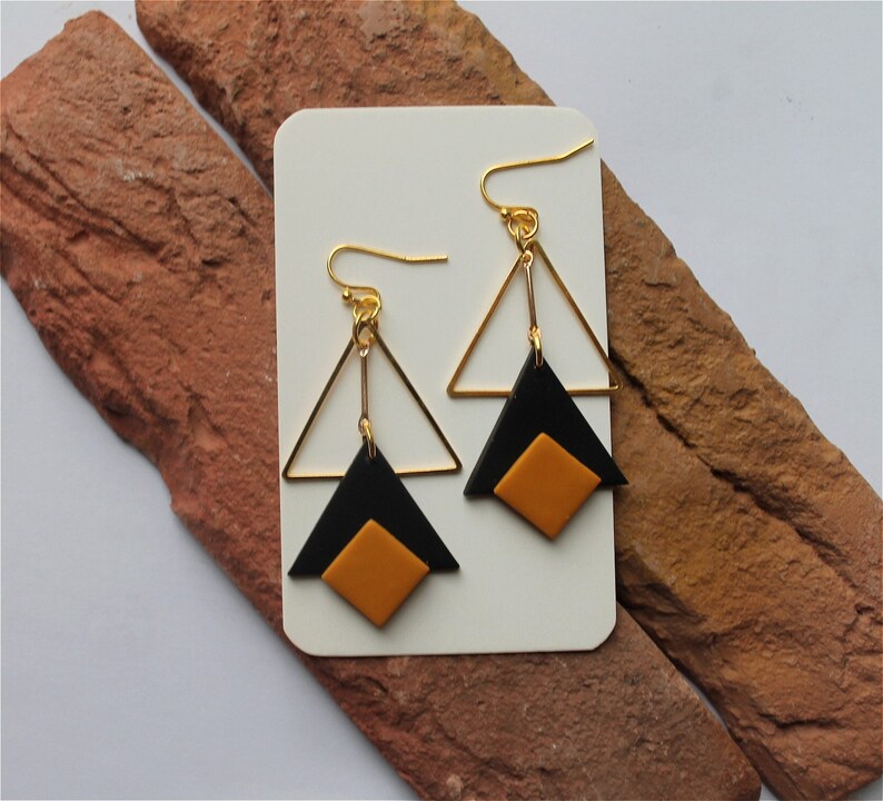 Black Mustard Earrings/polymer Clay Earrings/modern Dangle Etsy