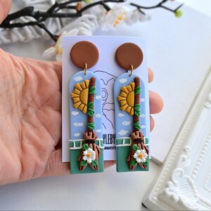 Oorbellen polymeerklei bezem /Halloweenklei oorbellen/Herfst lang statement minimalistische oorbellen | handgemaakt cadeau