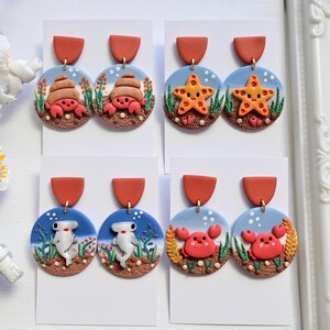 Fimo Ohrringe / Sommer Meer Statement Ohrringe | Ocen Beach Animal handgemachtes Geschenk