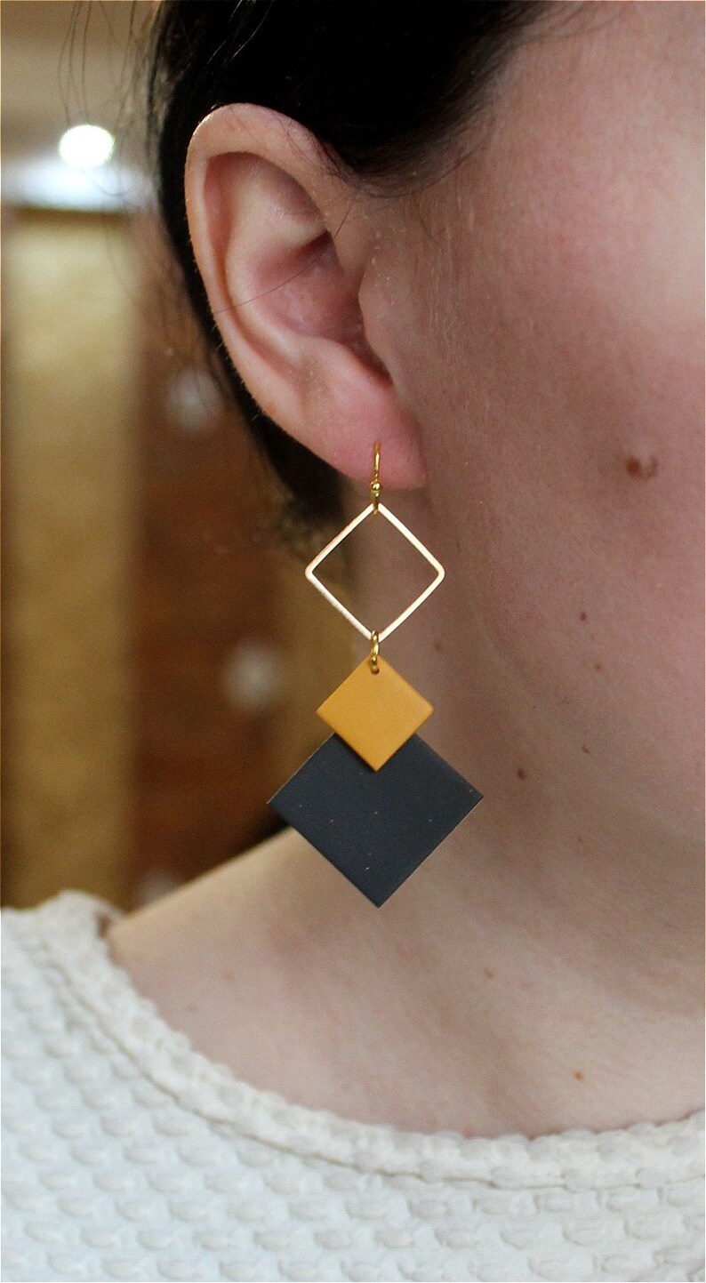 Black Mustard Earrings/polymer Clay Earrings/modern Dangle Etsy
