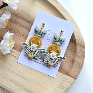 Polymer Clay Earrings, Betlee Modern Design Dangles/Mustard Statement Earrings/Minimalist Earrings/Handmade earrings.