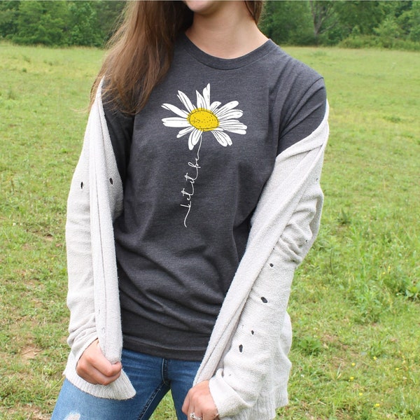 Let It Be Daisy Tee - T-Shirt Unisexe | | de tee hippie Wildflower Tee l Daisy Chemise |  Boho Top | T-shirt vintage | | de tee rétro des années 60 Cadeau Daisy