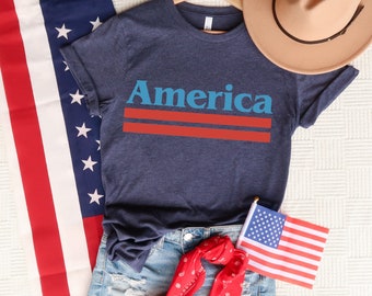 Retro America Tee: Red White Blue 4th of July Shirt