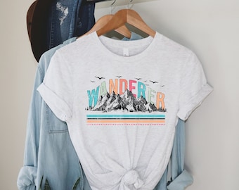 Wanderer Mountain Shirt | Unisex T-Shirt | Retro Shirt |  Adventure Shirt |  Hiking Shirt | Camping T Shirt | Travel TShirt Nature Lover Tee