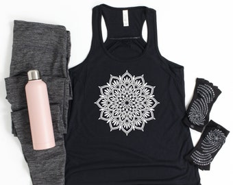 Mandala Racerback Tank Top – Women's Yoga Pilates Workout Shirt