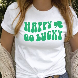 Happy Go Lucky Shirt | St Patricks Day Unisex T-Shirt | Retro St Patty Shirt | St Paddy&#39;s Day Tee | Lucky Shirt | Shamrock and Shenanigans