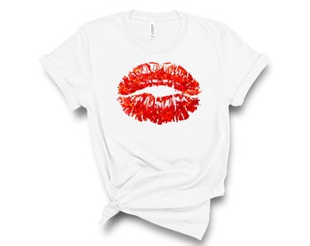 Kiss Me Tee | Unisex T-Shirt | Valentine's Day Tee | Graphic T-Shirt | Valentine’s Day Gift | Couples Shirt | Fun Lips T Shirt | Pop Art Tee