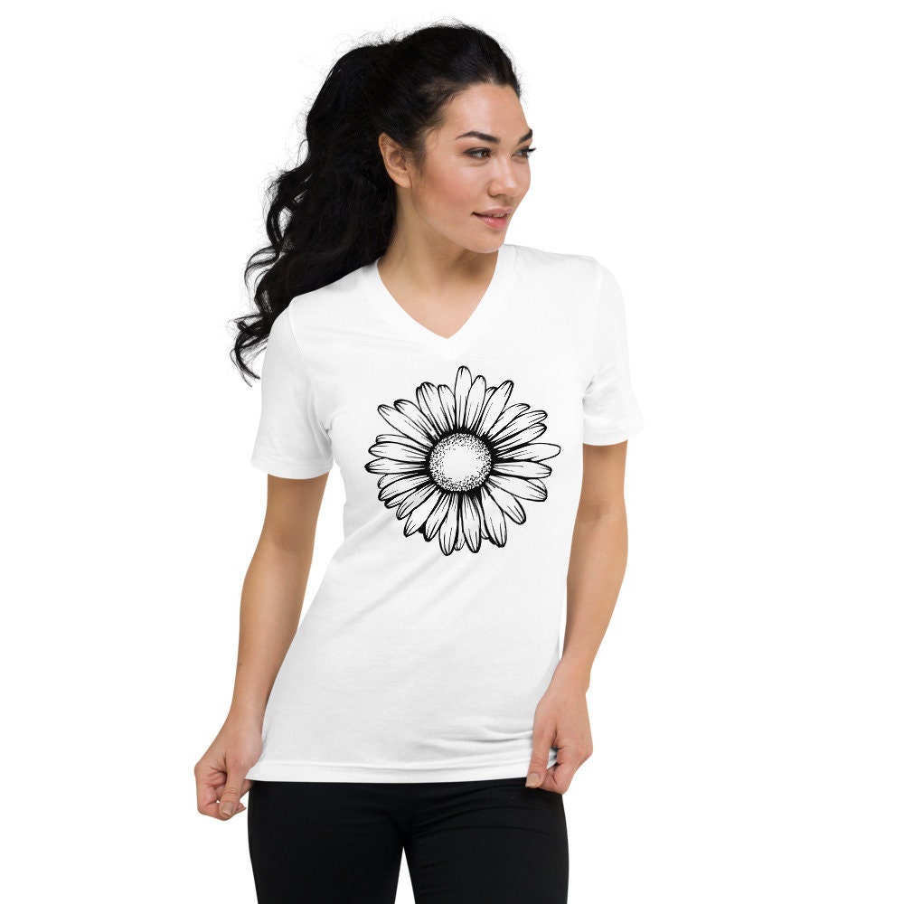 Daisy Tee Unisex Vneck Tshirt Daisy Shirt Wildflower Shirt Boho Tops