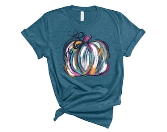 Watercolor Pumpkin Tee: Unisex Fall T-Shirt