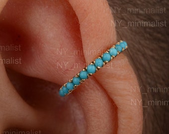 Sleeping Beauty Turquoise Ear Cuff: 14K Gold Single Earring