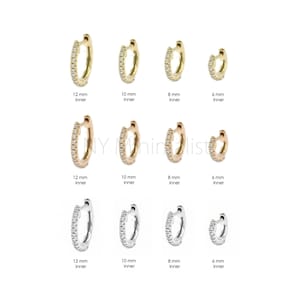 Genuine 0.15 Ct. Micro Pave SI G-H Diamond Huggie Hoop Earrings Solid 14K Yellow Gold Minimalist Wedding Earrings Christmas Gift
