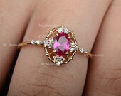 Solid 14K Yellow Gold Genuine 0.75 Ct. Oval Pink Tourmaline Gemstone SI Clarity G-H Color Diamond Ring Handmade Fine Jewelry Birthday Gift