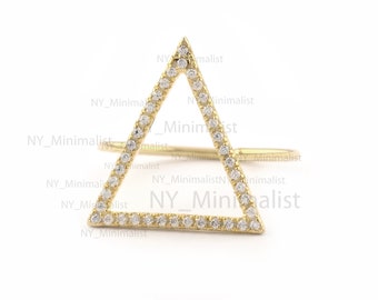 14k Gold Diamond Triangle Ring: Handmade Minimalist Fine Jewelry