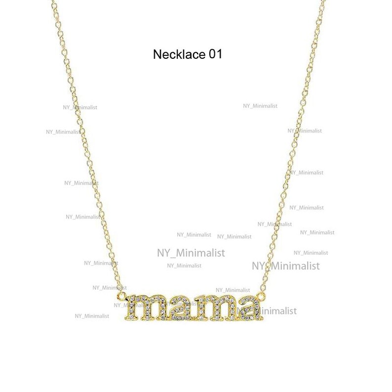 Genuine Diamond Necklace Mother/'s Day Sale Diamond Mama Necklace Choice Your Necklace 14K Yellow Gold Mom Mother/'s Birthday Gift
