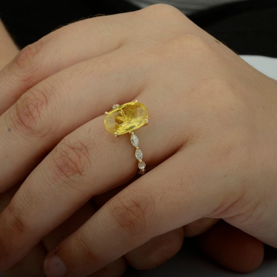 Genuine yellow sapphire ring clearance