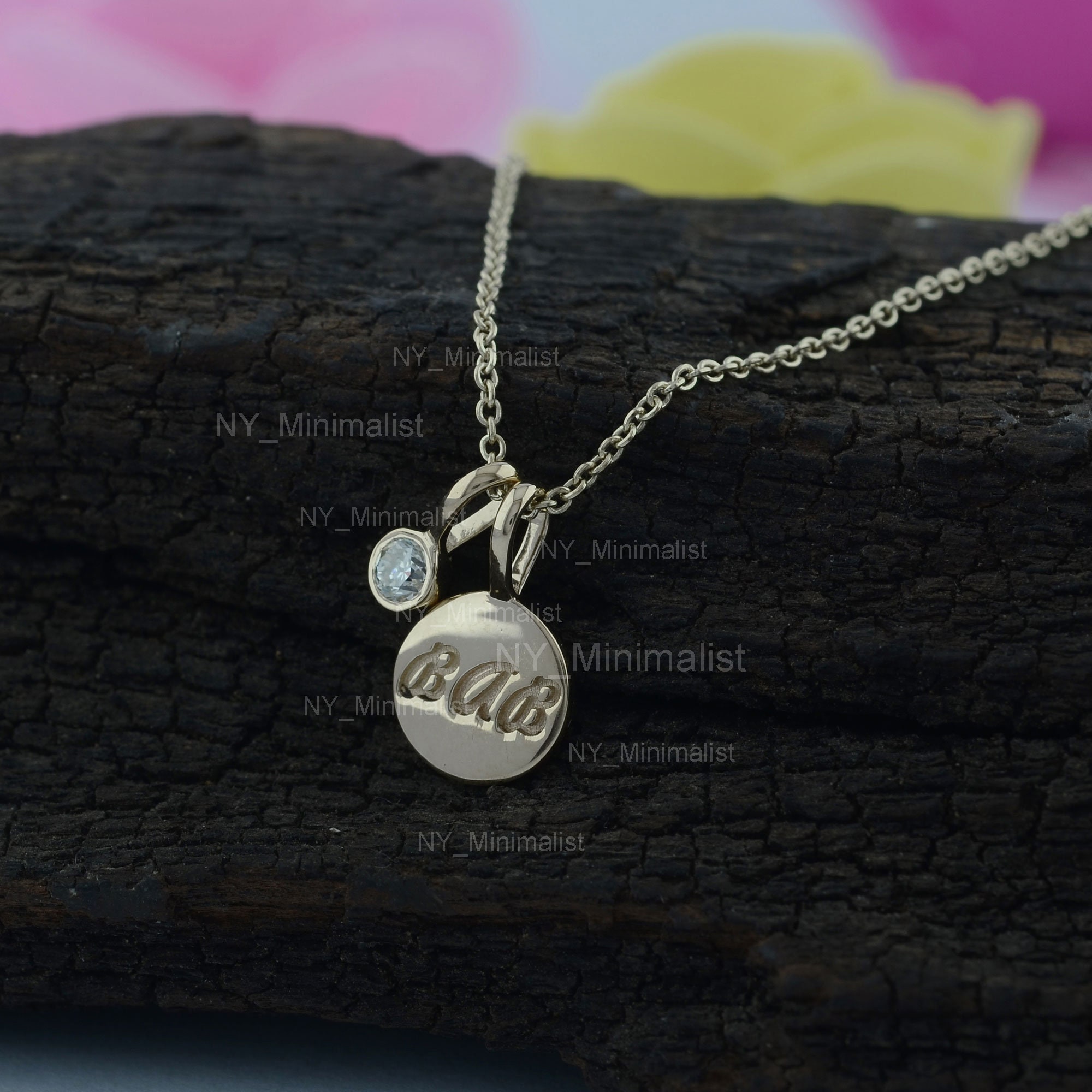 Round Disc Two Diamond Charm bab 