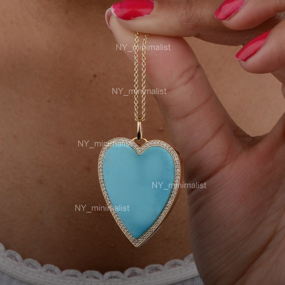 スリーピングビューティー ターコイズ ハートペンダント：14Kゴールド