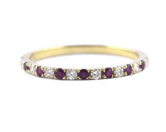 Ruby and Diamond 14K Gold Eternity Band Ring