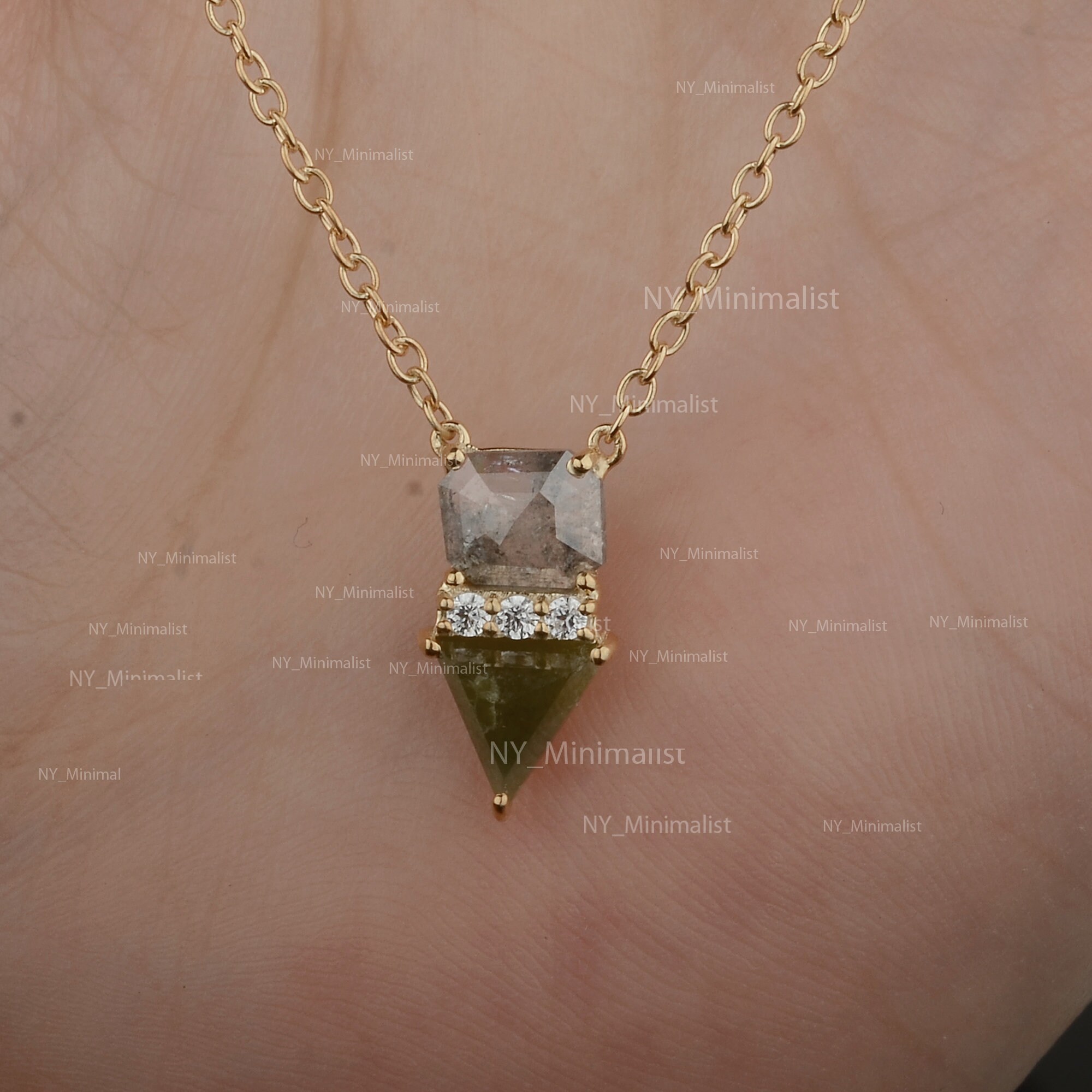 Genuine Salt and Pepper Diamond Necklace Solid 14K Etsy UK