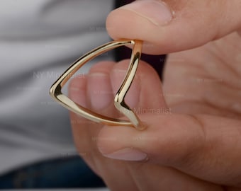 Anillo Wishbone de oro amarillo de 14 quilates: Anillo apilable con diseño de espiga hecho a mano.