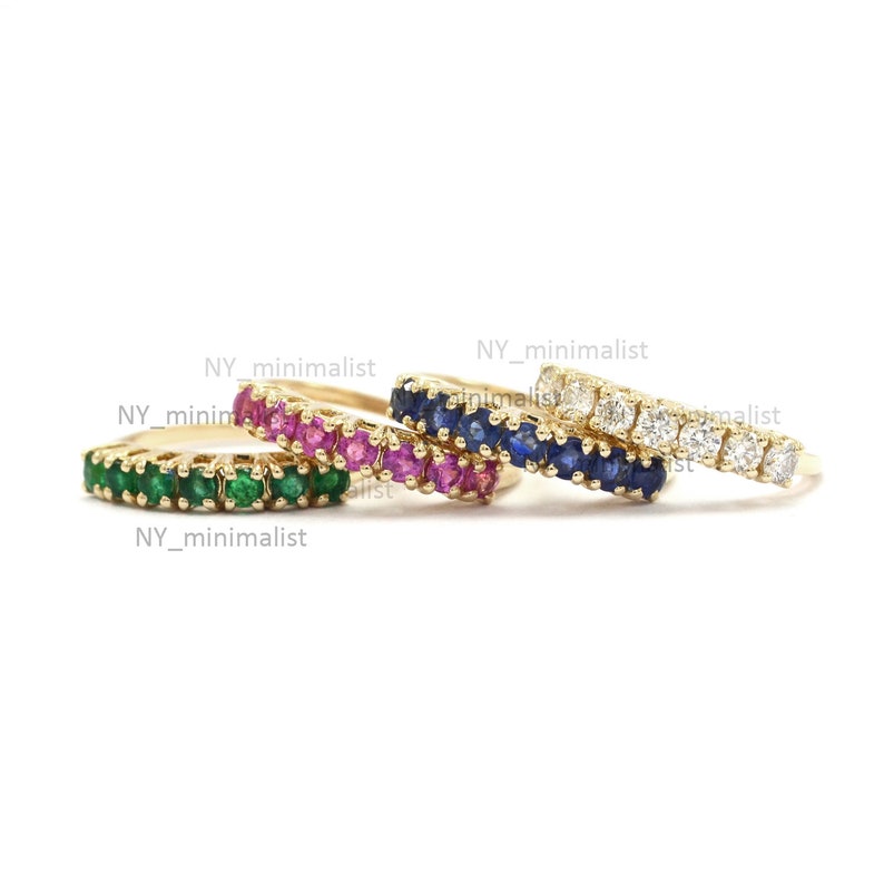 14K Gold Ruby Half Eternity Ring: July Birthstone Stackable Ring - Etsy