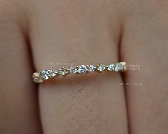 Handmade 14K Yellow Gold Diamond Eternity Ring: Minimalist Wedding Band