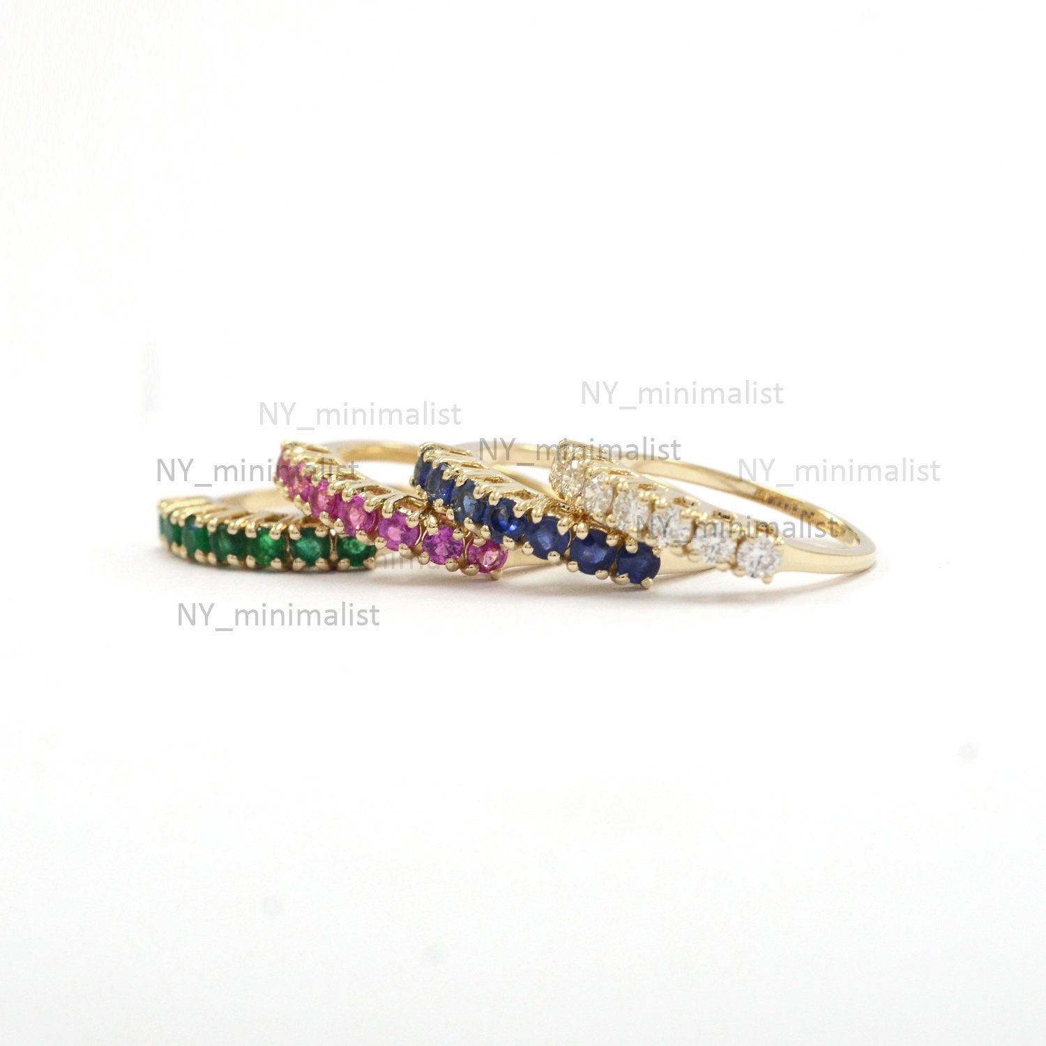 14K Gold Ruby Half Eternity Ring: July Birthstone Stackable Ring - Etsy